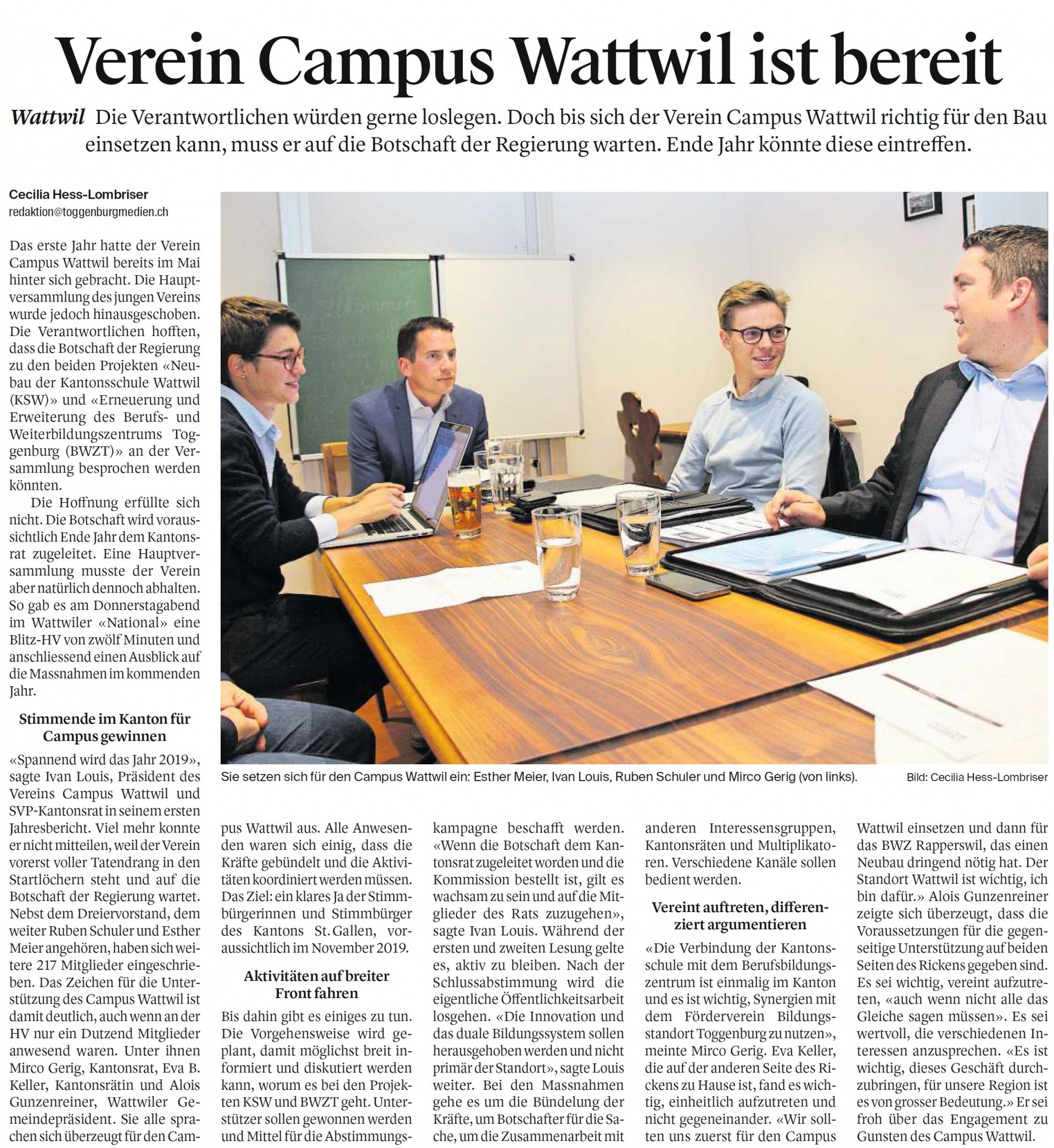 Verein Campus Wattwil ist bereit (Samstag, 06.10.2018)